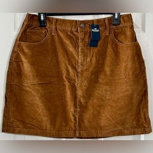 Hollister Corduroy Mini Skirt Brown Ultra High Rise XL NWT